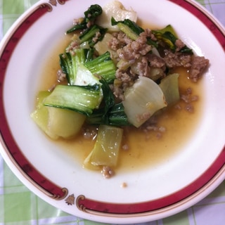炒めるだけ♬ひき肉＆チンゲン菜の炒め物